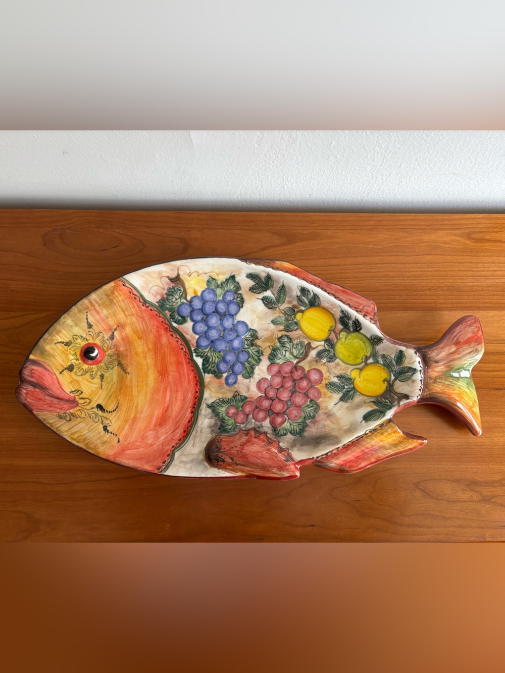 NWOT Art Ceramic Hand Painted Decorative Fish Wall Plaque by A. Meidani Greece